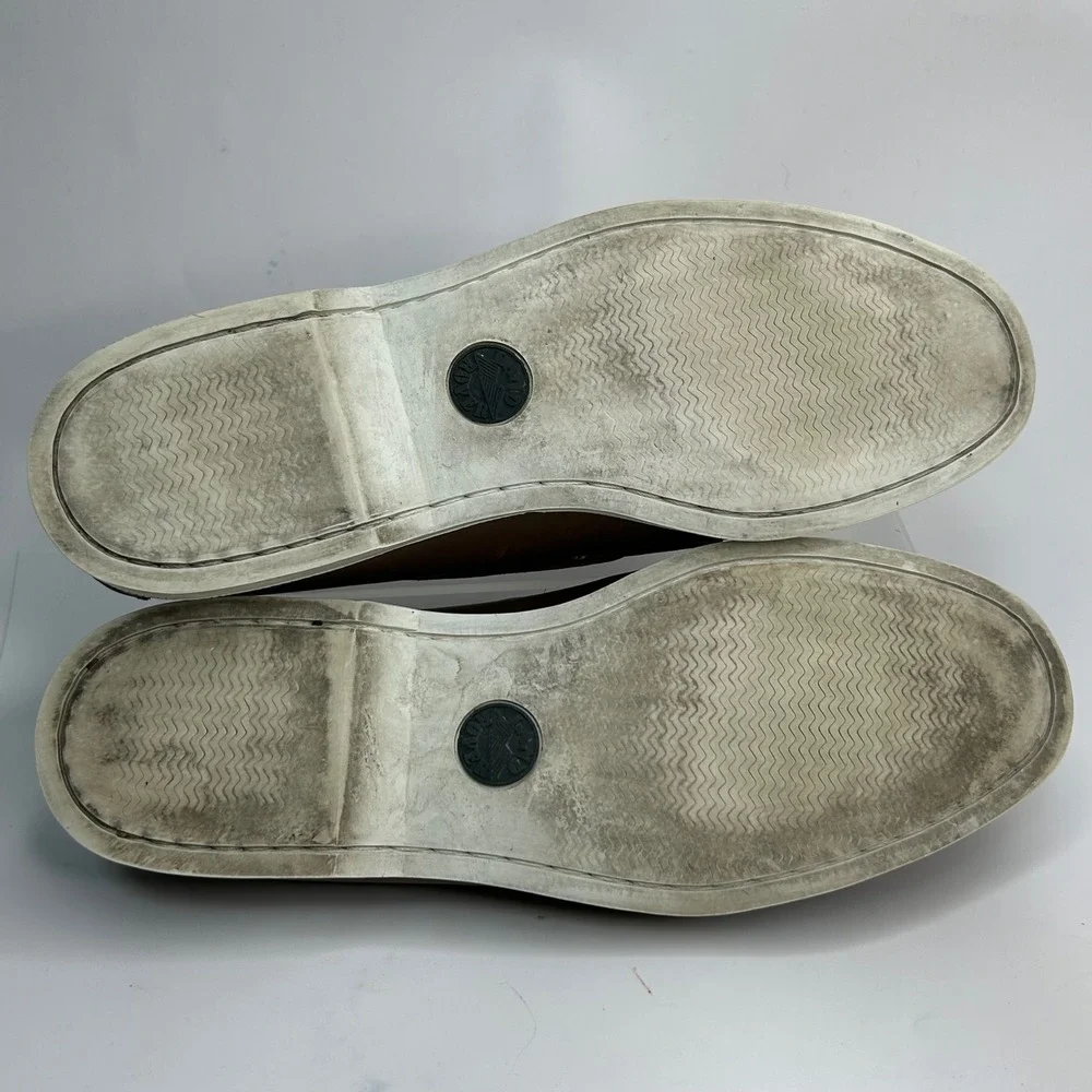 Land Rover Mens 10 Brown Leather Boat Shoes‎ Genuine Hand-sewn Deck Nautical